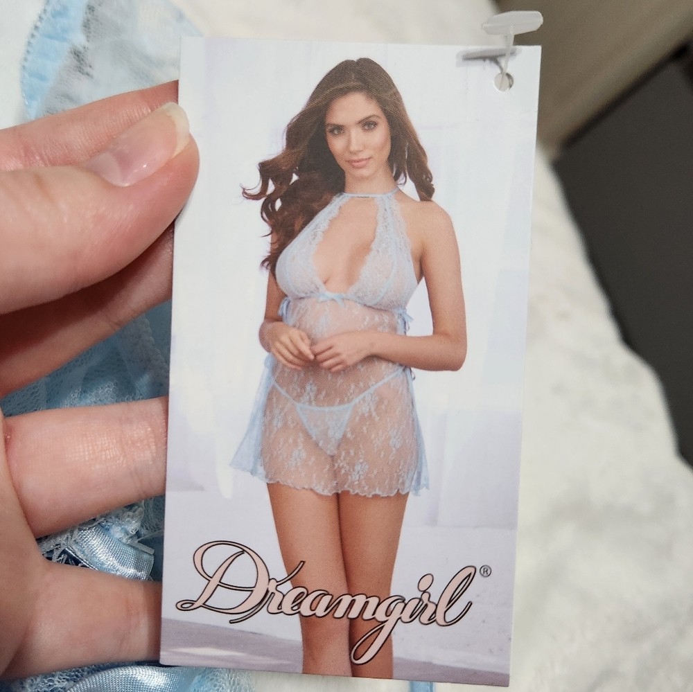 Dreamgirl sheer blue lace babydoll lingerie